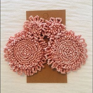 Pink beaded drop earrings